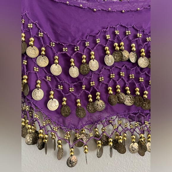 Accessories - Purple Coin Fringe hipScarf
